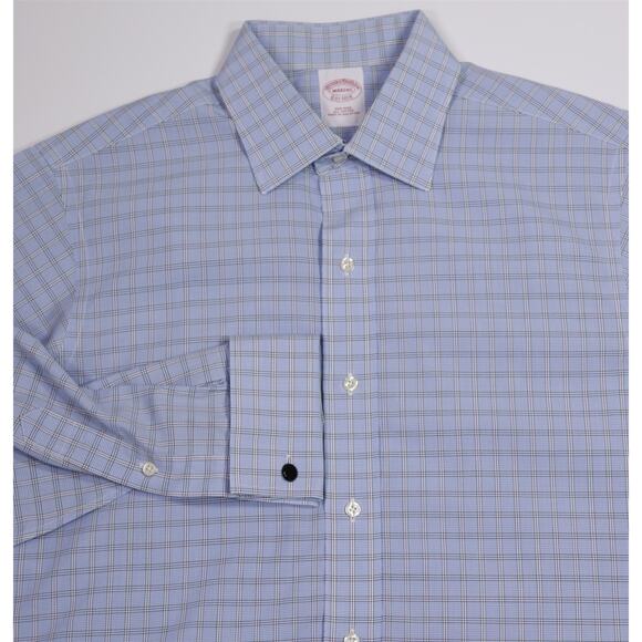 Brooks Brothers Custom Made Blue Check FC Non-Iron Dress Shirt (39) 15.5-32 - Picture 1 of 6